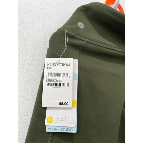 NWT ZELLA GIRL Size/XXS Yoga + Studio Kids' Live In Crop Leggings Pockets Green - Picture 2 of 10